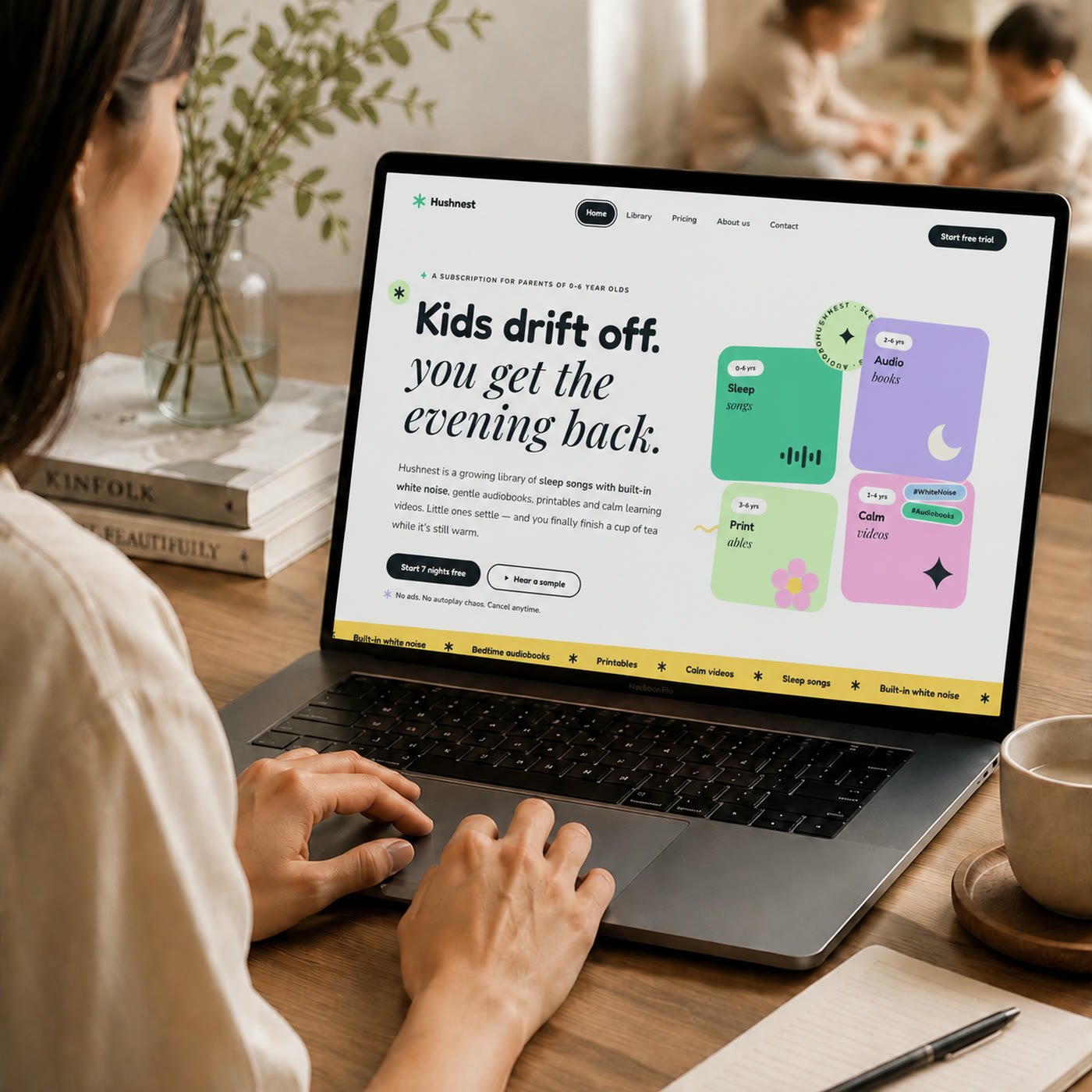 Hushnest, custom kids subscription website