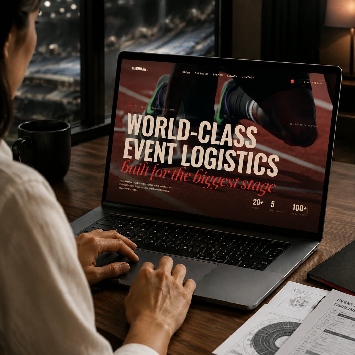 Meridian Events, custom event logistics website