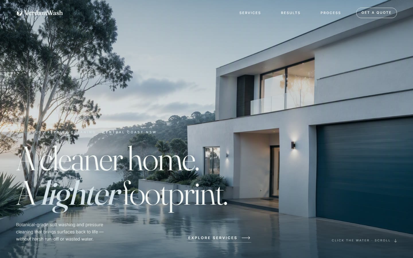 VerdantWash, custom eco cleaning website